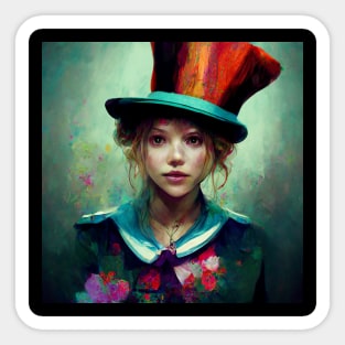 Beautiful girl with a big hat! Sticker